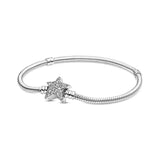 925 Sterling Silver Pan Bracelet with Five-Pointed Star Design