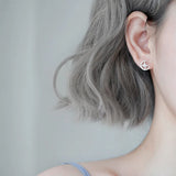 925 Silver Star Moon Flashing Earrings with Rhinestone - Sweet Student Jewelry