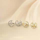 925 Silver Star Moon Flashing Earrings with Rhinestone - Sweet Student Jewelry