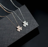925 Silver Diamond Flower Clover Necklace Female Ins Clavicle Chain