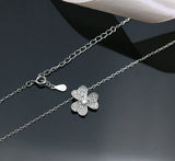 925 Silver Diamond Flower Clover Necklace Female Ins Clavicle Chain