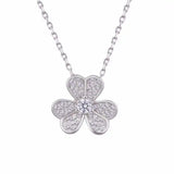 925 Silver Diamond Flower Clover Necklace Female Ins Clavicle Chain