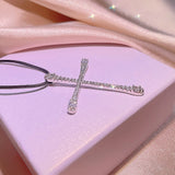 925 Silver Diamond Zircon Cross Pendant Couple Necklace