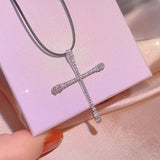925 Silver Diamond Zircon Cross Pendant Couple Necklace