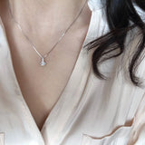 925 Silver Water Drop Necklace Zircon Pendant Jewelry