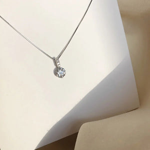 925 Sterling Silver Water Drop Necklace Zircon Pendant