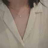 925 Silver Water Drop Necklace Zircon Pendant Jewelry