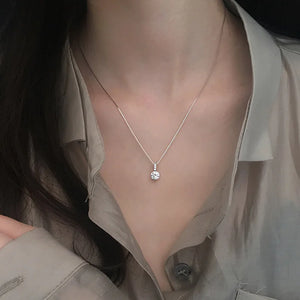 925 Sterling Silver Water Drop Necklace Zircon Pendant