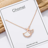 925 Silver Ginkgo Leaves Necklace Choker Light Fine Jewelry
