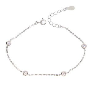 925 Silver Bracelet with CZ Delicate Chain Jewelry Set