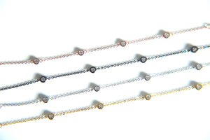 925 Silver Bracelet with CZ Delicate Chain Jewelry Set