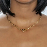 925 Silver Vermeil Big Open Link Chain Hand Cuff Necklace
