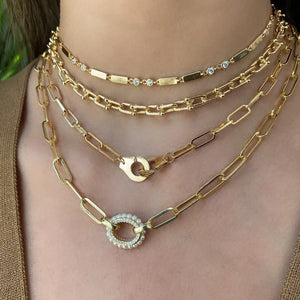 925 Silver Vermeil Big Open Link Chain Hand Cuff Necklace