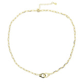925 Silver Vermeil Big Open Link Chain Hand Cuff Necklace