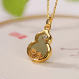 925 Silver Plated Gray Jade Gourd Pendant Vintage HAILANG Female Pendant
