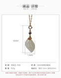925 Silver Gold-Plated Hotian Jade Pendant, Leaf Design