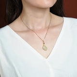 925 Silver Gold-Plated Hotian Jade Pendant, Leaf Design