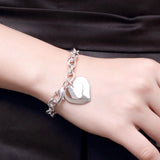 925 Silver Double Heart Chain Bracelets for Women Wedding Jewelry