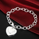 925 Silver Double Heart Chain Bracelets for Women Wedding Jewelry