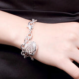 925 Silver Heart Chain Bracelet Wedding Accessories