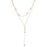 925 Silver Heart CZ Paved Double Layer Necklace Rose Y Shape Sexy Jewelry