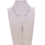 925 Silver Heart CZ Paved Double Layer Necklace Rose Y Shape Sexy Jewelry