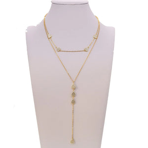 925 Silver Heart CZ Paved Double Layer Necklace Rose Y Shape Sexy Jewelry