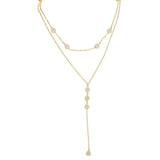 925 Silver Heart CZ Paved Double Layer Necklace Rose Y Shape Sexy Jewelry