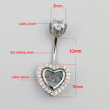 925 Silver Heart CZ Belly Button Ring