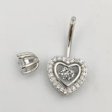 925 Silver Heart CZ Belly Button Ring