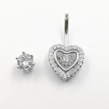 925 Silver Heart Cubic Zircon Belly Button Ring Body Jewelry