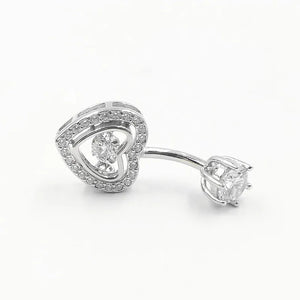 925 Silver Heart Cubic Zircon Belly Button Ring Body Jewelry