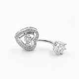 925 Silver Heart Cubic Zircon Belly Button Ring Body Jewelry