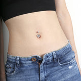 925 Silver Heart Cubic Zircon Belly Button Ring Body Jewelry