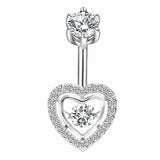 925 Silver Heart Cubic Zircon Belly Button Ring Body Jewelry