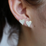 925 Silver Heart Earrings for Women Love Grind Hot Girls Party Mini CZ