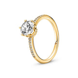 925 Sterling Silver Heart Ring Princess Daisy Crown Star Shine Women Commemorate