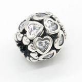 925 Silver Heart CZ Charm for Jewelry