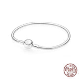 925 Silver Heart Leaves Love Snake Chain Bracelet for Charm Beads