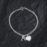925 Silver Heart Necklace Key Lock Jewelry Vintage Party