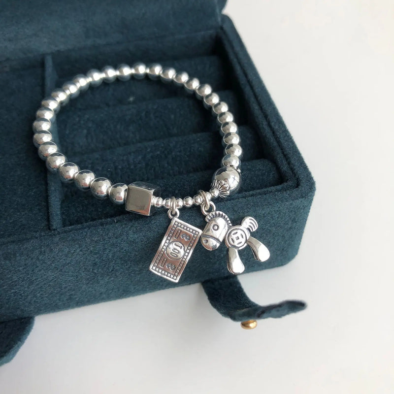 925 Sterling Silver Beaded Bracelet for Girlfriends