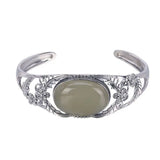 925 Silver Hetian Jade Sapphire Plum Lady's Bracelet