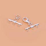 925 Silver 3-Row Chain Buckle Collar Bracelet DIY Material