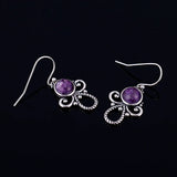 925 Sterling Silver Purple Dragon Crystal Angel Earrings