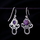 925 Sterling Silver Purple Dragon Crystal Angel Earrings