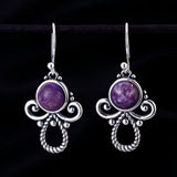 925 Sterling Silver Purple Dragon Crystal Angel Earrings