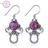 925 Sterling Silver Purple Dragon Crystal Angel Earrings