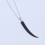 925 Silver CZ Long Spike Pendant Horn Necklace