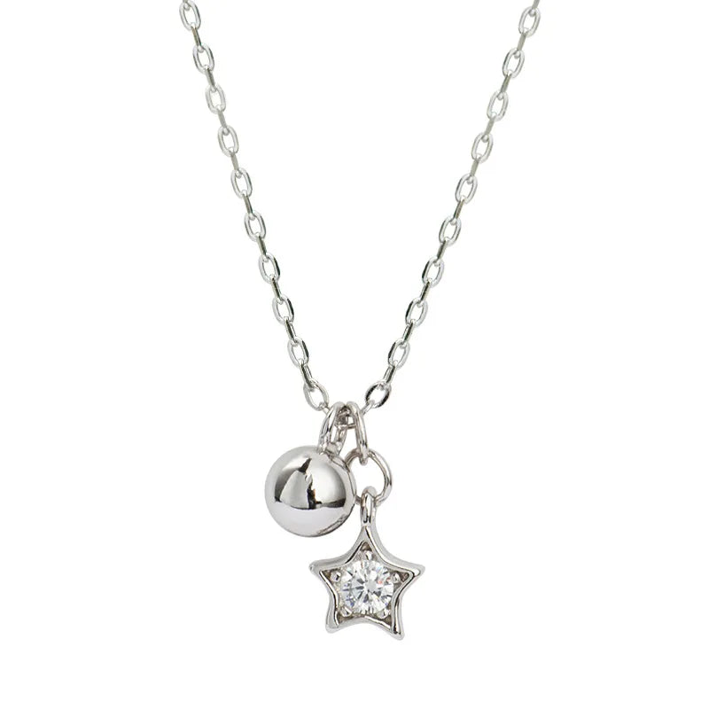 925 Silver Bell Star Necklace for Women