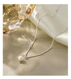 925 Silver Single Pearl Necklace Clavicle Chain Jewelry for Women